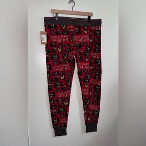 Lazy One Don’t Wake The Bear Red And Brown Tapered Pajama Pants Women Size XL